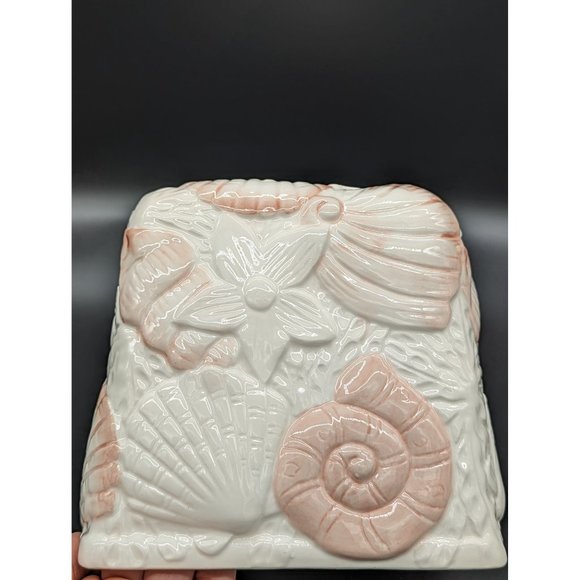 Vintage Sea Shells Ceramic Hand Painted Tissue Cover Decor Seaside Beach - Picture 3 of 15